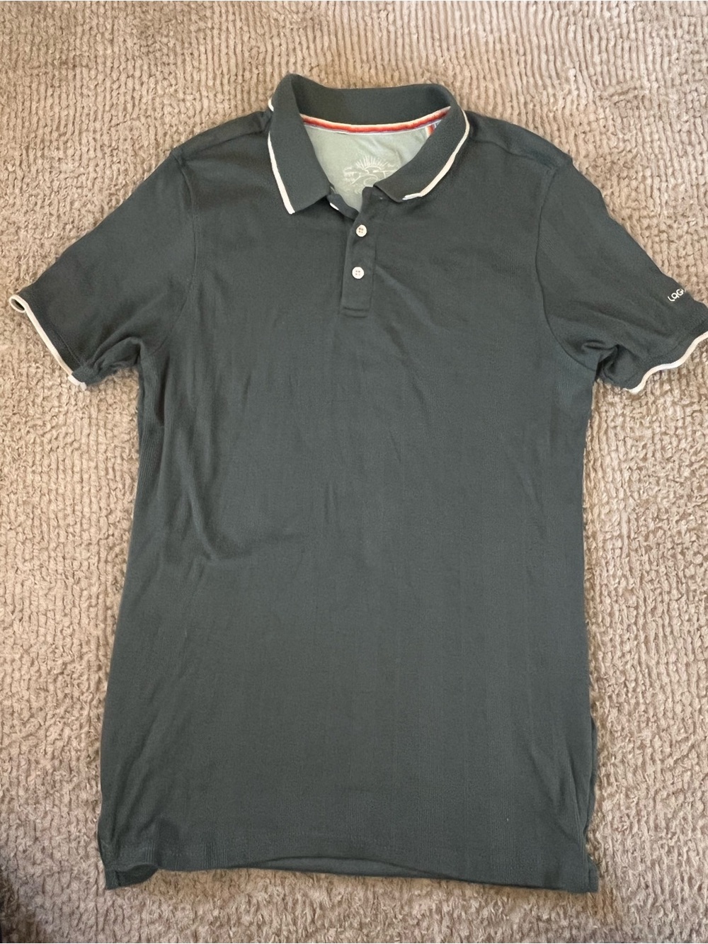 Logo Men’s Dark Green Polo Shirt with Contrast Trim